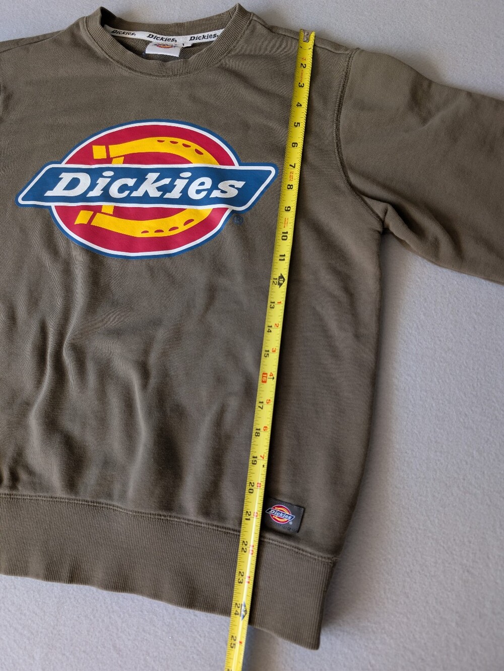 Dickies Olive Green Crewneck Sweatshirt Vintage Style Logo Utility Workwear Sz L image 8